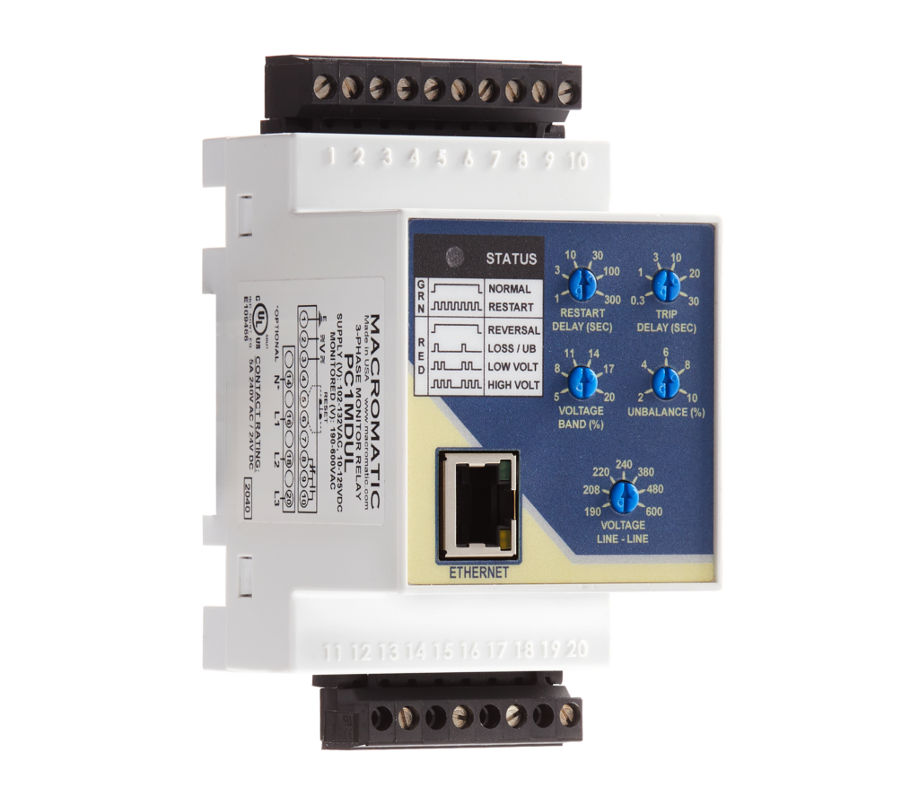 Macromatic PC1MDUL: Phase Monitor With Modbus TCP-IP Communications ...